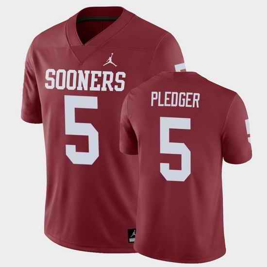 Men Oklahoma Sooners T.J. Pledger Game Crimson College Football Jersey